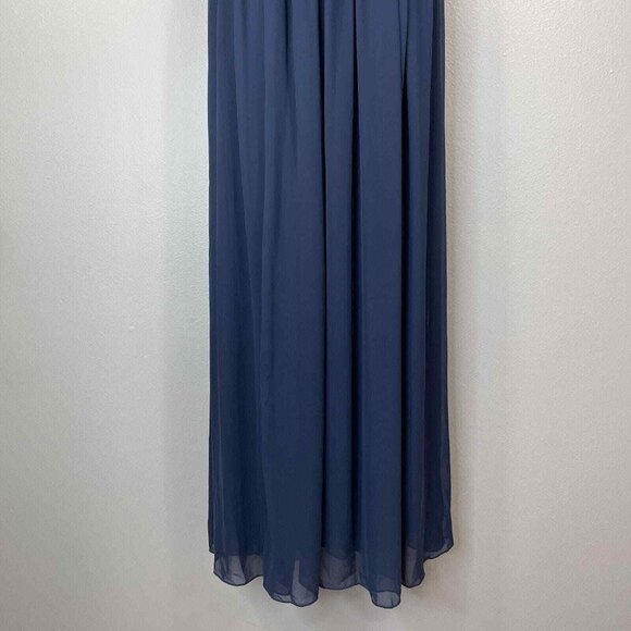 Dessy‎ Collection Gown Womens 8 Blue Sleeveless Draped Chiffon Maxi Bridesmaid - Picture 5 of 13
